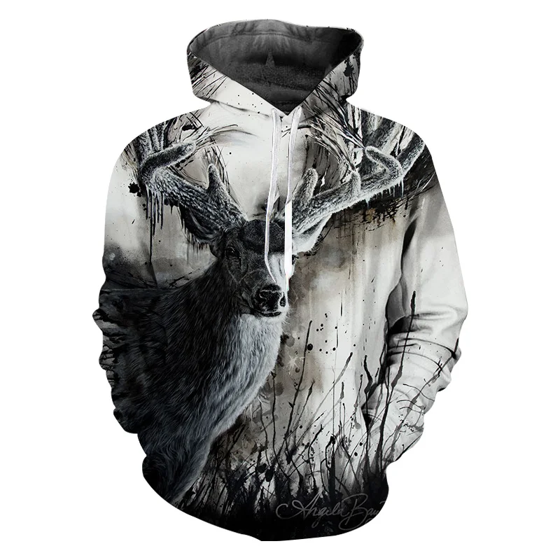 

3D Printed Deer Hoddies Clothing Unisex Animals Streetwear Oversized Hoodie Sweatshirt Vetement Hoody Long Hoodies