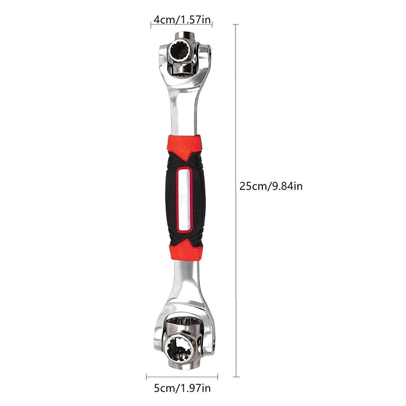 Tiger Wrench 48 in 1 Tools Socket Works with Spline Bolts Torx 360 Degree 6-Point Universial Furniture Car Repair 25cm