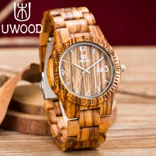 Новые кварцевые деревянные часы Топ Элитный бренд UWOOD Японии двигаться для мужчин t дерево часы для женщин простой Аналоговый наручные часы