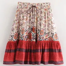 Boho летняя юбка с завязками и принтом мини-юбка для женщин