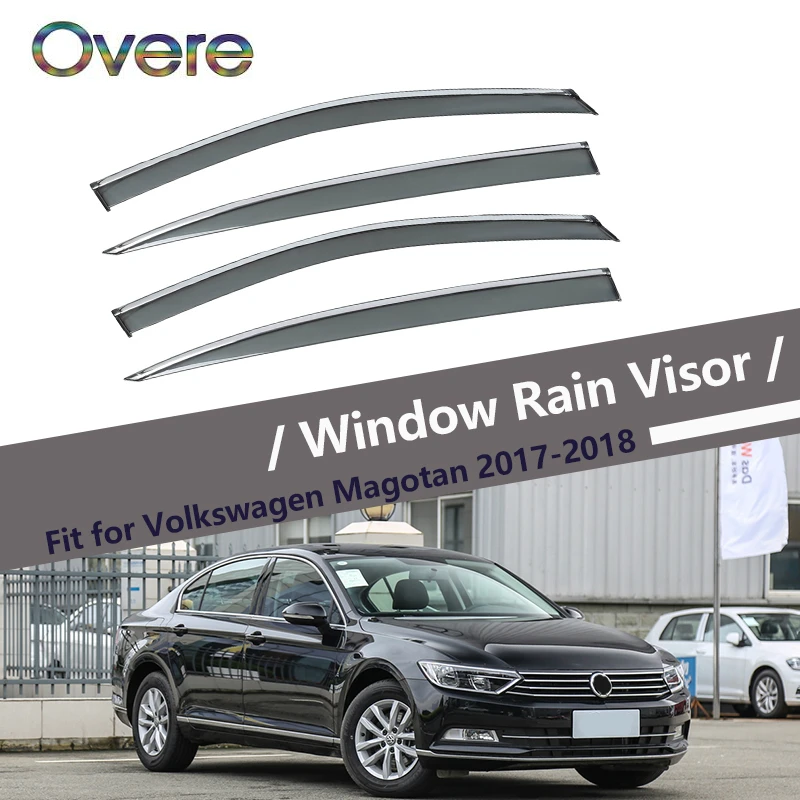 OVERE NEW 1Set Smoke Window Rain Visor For Volkswagen VW Magotan 2017 2018 Styling Vent Sun Deflectors Guard ABS Accessories | Автомобили