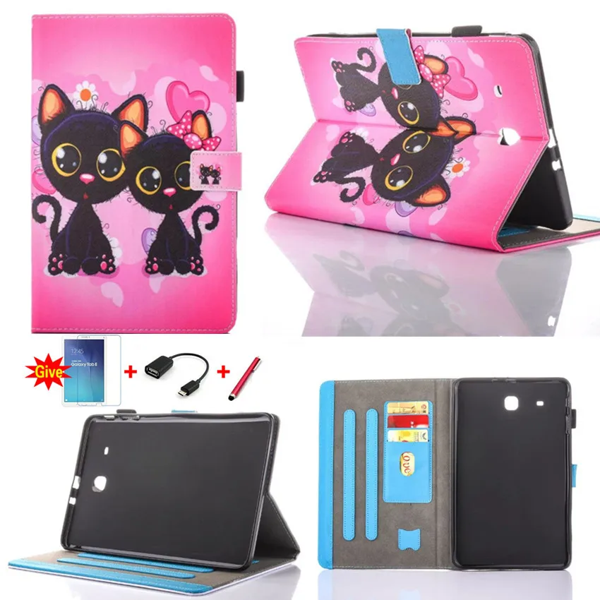 

Animal Prints Tablet case folding Flip Wallet PU Leather Stand Cover For Samsung Galaxy Tab E 9.6 T560 SM-T561 Holder Protection