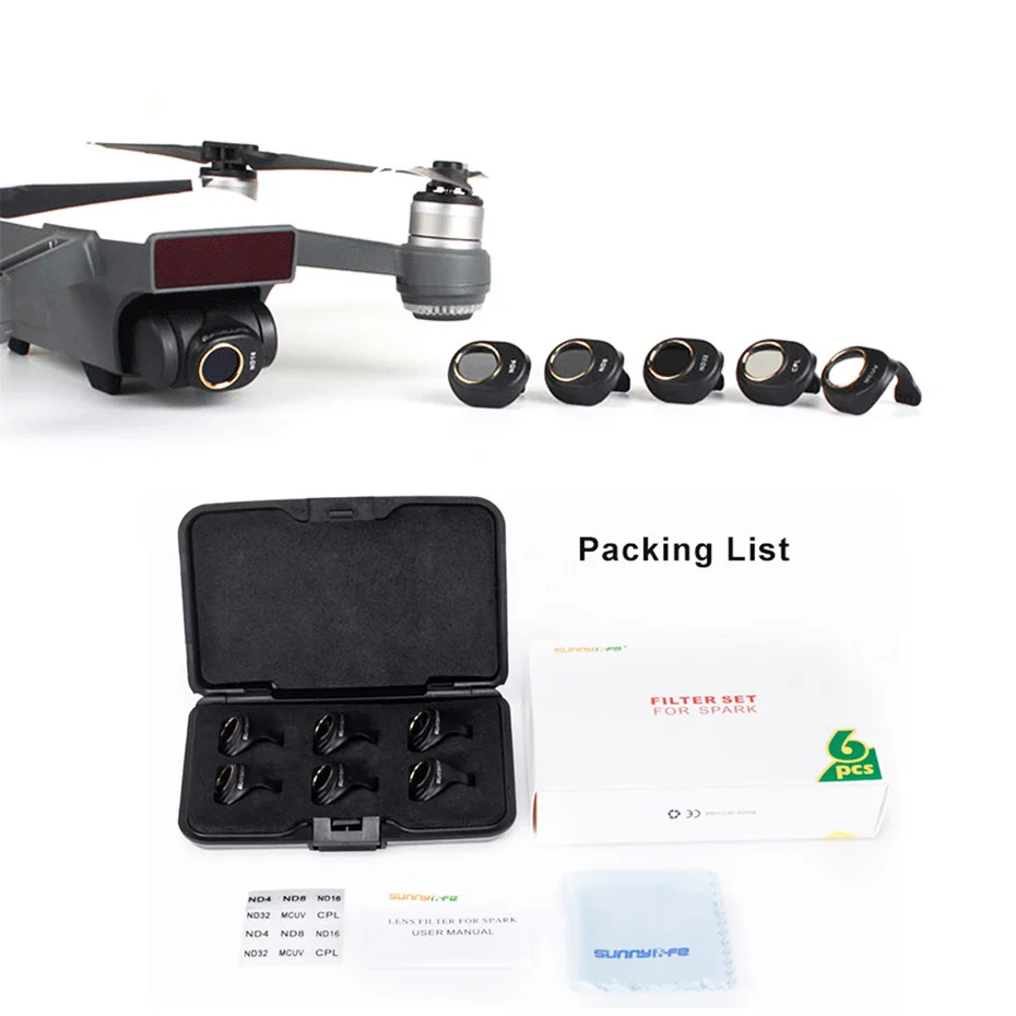 

Spark Drone Filter ND 4 8 16 32 Neutral Density Multi-Layer Coating Films Filters Set for DJI Spark Gimbal Camera Lens Accessory