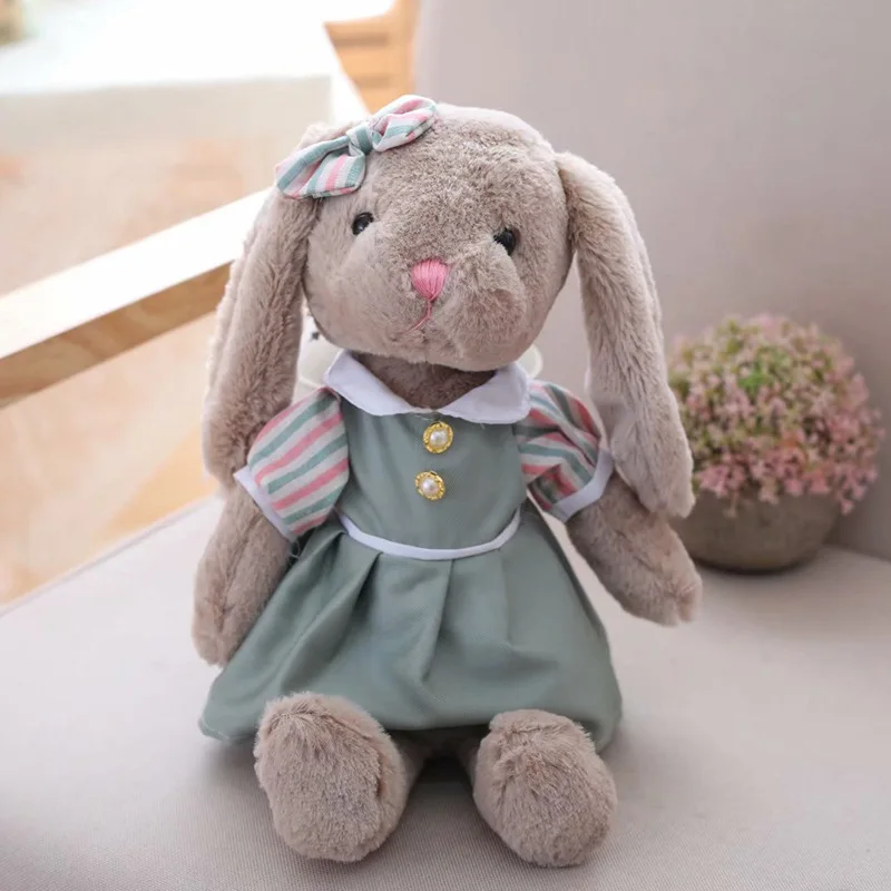 Экспорт серый кролик плюшевая игрушка кролик с юбкой кукла мягкая мультяшная кукла животные высокое качество дети девочки подарок на день рождения