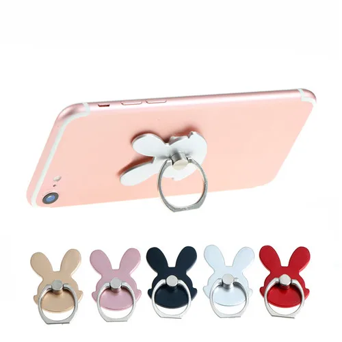 

360 Degree Metal Finger Ring Mobile Phone Smartphone Stand Holder universal Rabbit Design Phone Holder For iPhone Samsung huawei