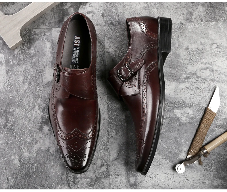 Men's Oxfords Shoes Leisure Casual Genuine Leather Wedding Dress Shoes For Men Business Brogues Shoes Moccasins Square Toe Shoes (12)