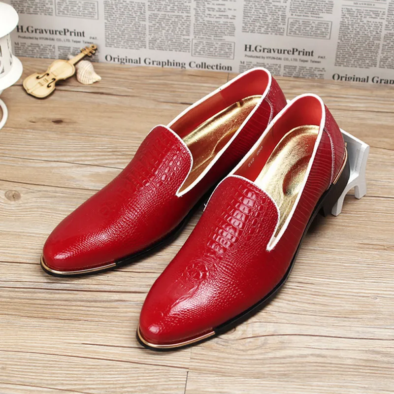 

Alligator Leather Shoes Men Loafers Slip On Pointed Toe Men Shoes Casual