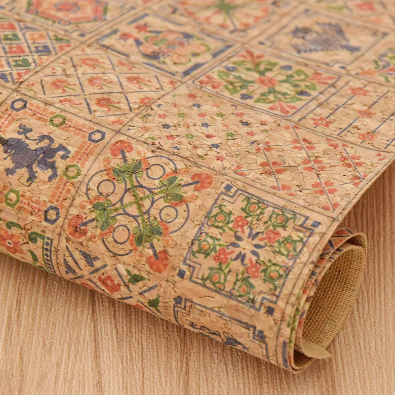 Retro Patchwork A4 Printed Soft Cork Fabric For DIY Garment Bag Needlework Handmade Craft DIY Supplies