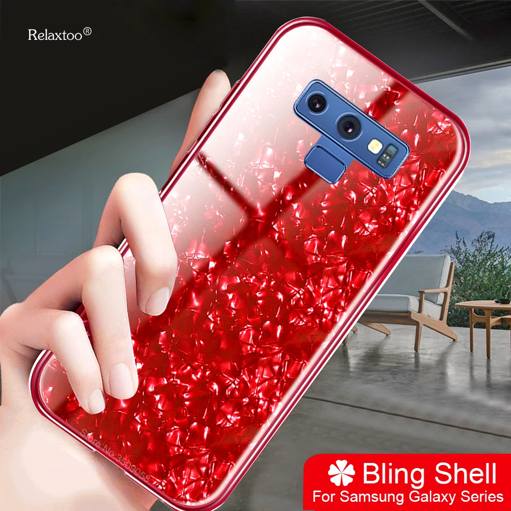 

Luxury Tempered Glass Case For Samsung Galaxy s9 s8 Plus Case Silicone Frame Bling Shell Cases For Samsung Galaxy Note 9 8 Case