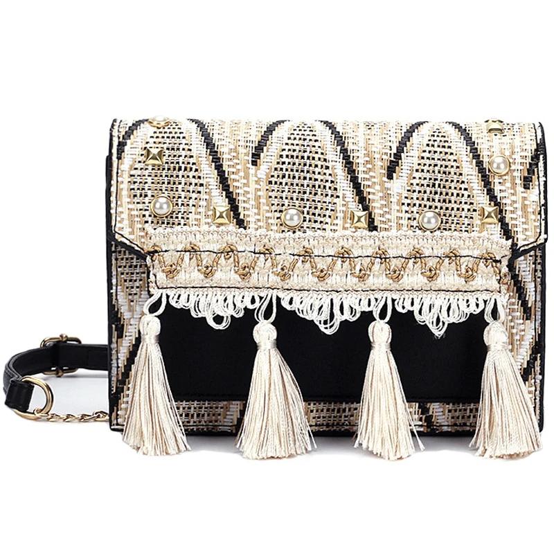 

Lady Fresh Style Handbag Vintage Tassel Messenger Bags For Women Design Summer Cute Flap Chain Shoulder Bag Boh