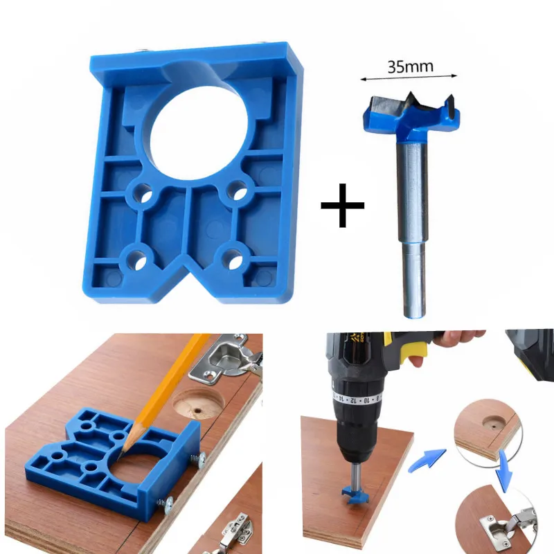 Best 35mm Door Cabinets Hole Locator Template Accurate Woodworking Hinge Drilling Guide w Hinge drill DIY Tool