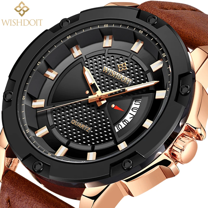 

WISHDOIT 2019 Men Watch Top Luxury Leisure Waterproof Date erkek kol saati Business Analog Quartz Men Clock Relogio Masculino