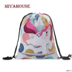 Miyahouse смпл Стиль Холст Рюкзаки для женщин 2019 Красочные Единорог мультфильм дизайн рюкзак женский небольшой рюкзак на шнурках