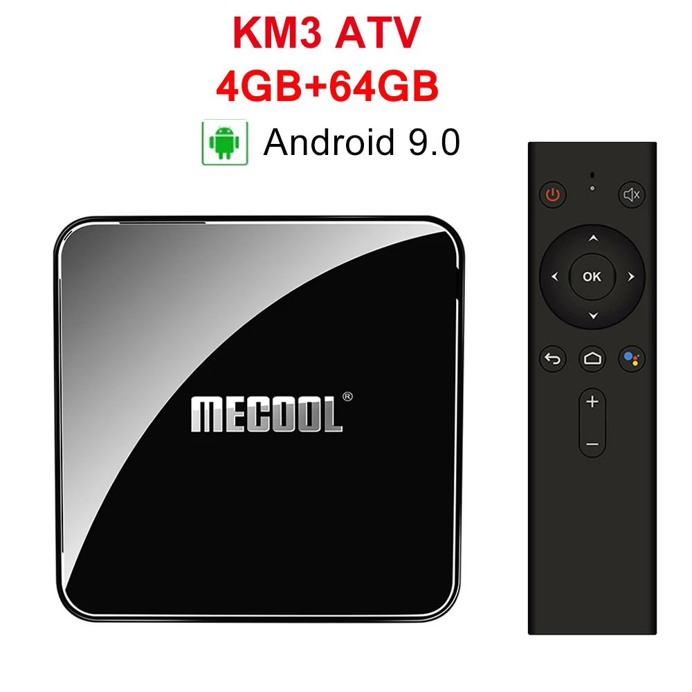 Mecool KM9 PRO KM3 в ТВ 4 gb 64 gb Android 9,0 ТВ Box Google Сертифицированный Android ТВ Amlogic S905X2 Двойной Wi-Fi 4 K смарт ТВ коробка - Цвет: KM3 ATV 4GB 64GB