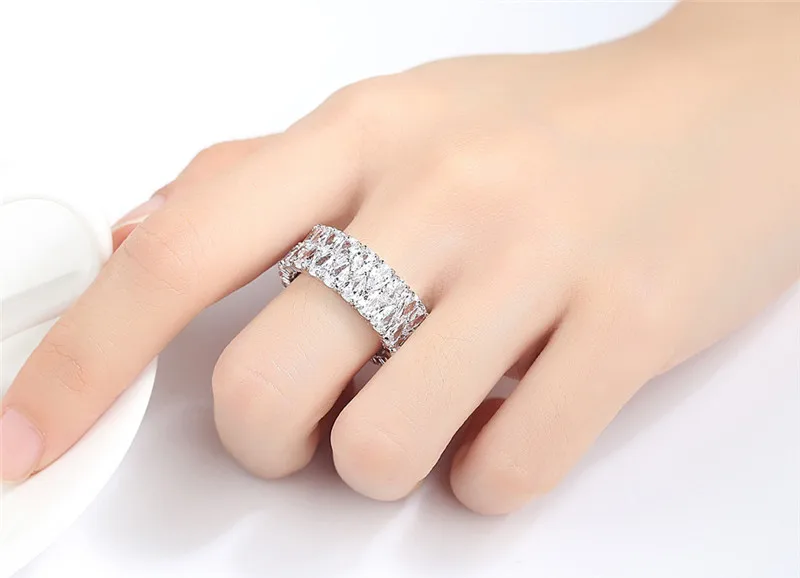 Micro-Inlaid AAA Zircon Couple Ring Shiny Water Drop Crystal Rings For Women Wedding Female Anel Bijoux Bague anillos mujer R422 (9)