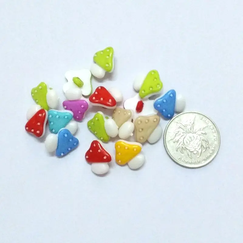 Lovely Shank Mushroom Colorful Button Plastic Buttons 14x15mm For DIY