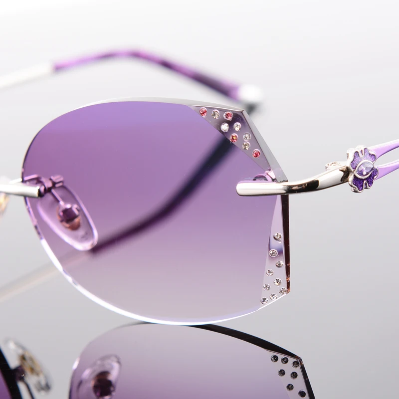 Legierung Lenses pink Lenses Sonnenbrille Linsen 528061 1 Lenses Golden golden Farbe Frauen Rezept Lesen Randlose 67 Brillen Gläser 1 Lenses Getönt Myopie 61 Mit purple wHrUSPHqY