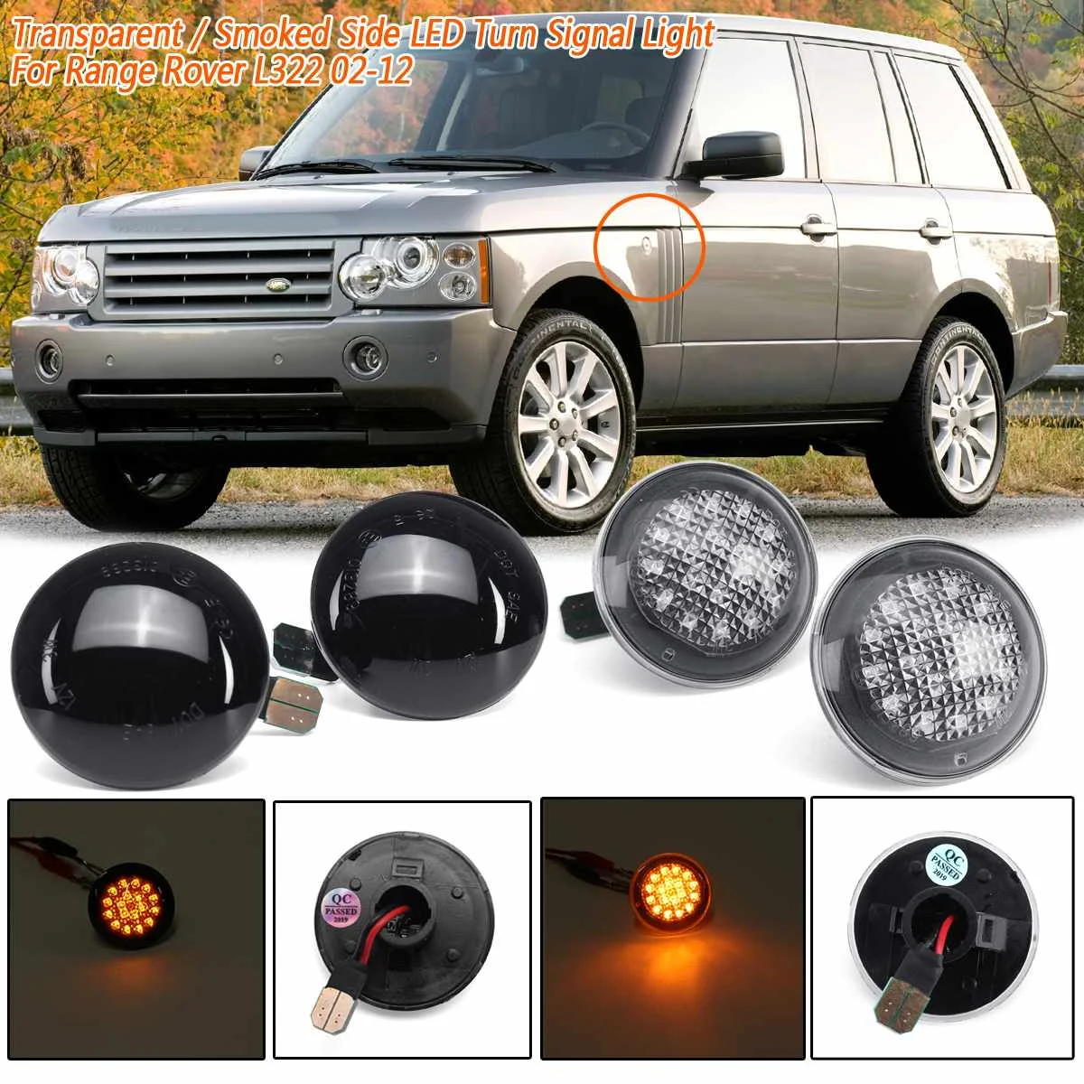 2X Прозрачный/дымчатый боковой индикатор светодиодный светильник сигнала поворота для Range Rover L322 2002-2012 XGB500020A XGB500020 IRR/RA12L32202SM