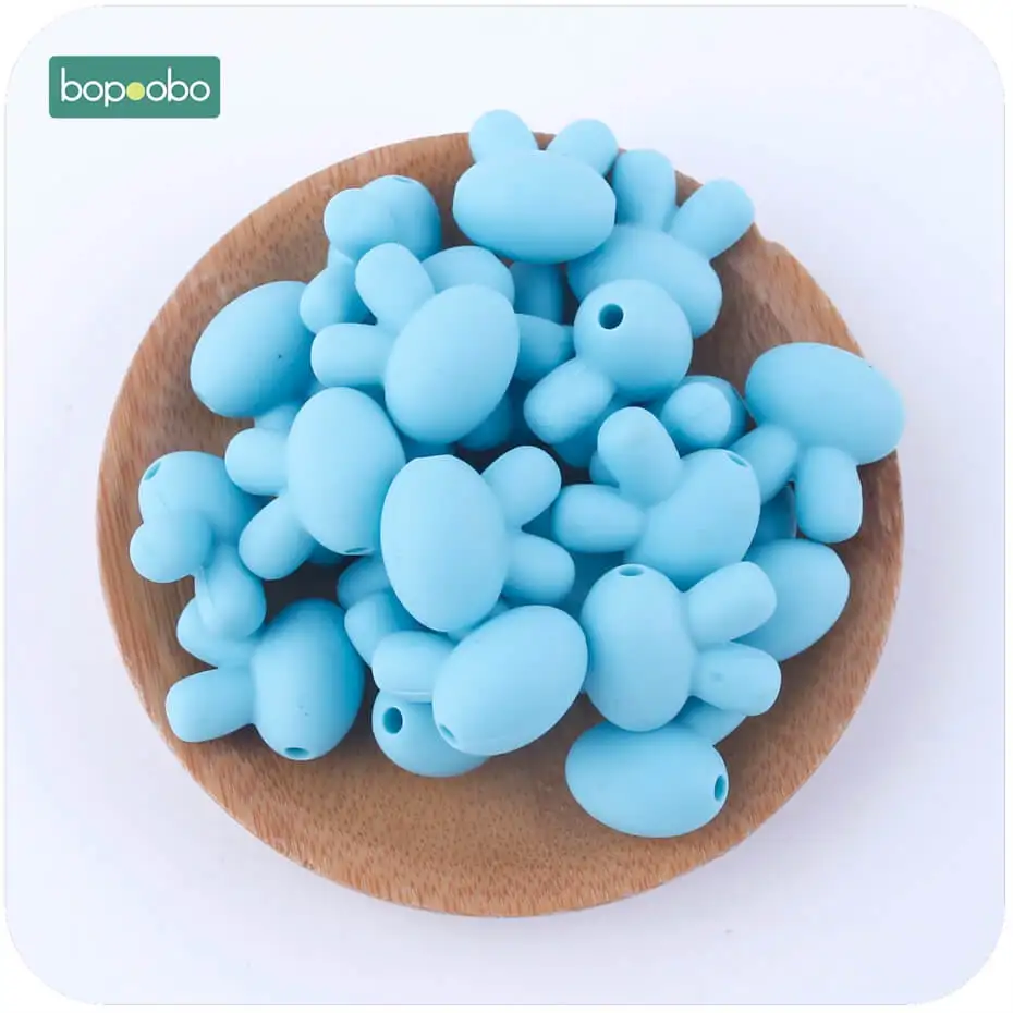 Bopoobo 10 шт., Детские аксессуары, силиконовая Милая силиконовая форма в виде кролика, бусины, сделай сам, ремесла, подарок для ребенка, материал для еды - Цвет: blue