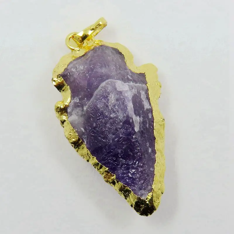 

HanKun Amethysts Rose And White Crystal Arrowhead Arrow Head Pendant Charm Electroplated in Gold
