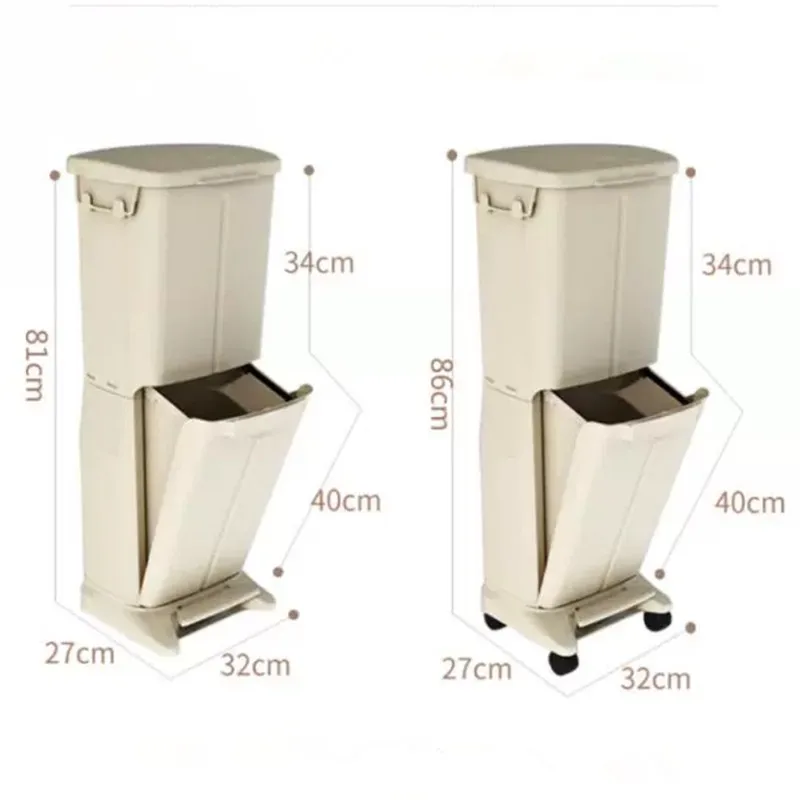 Classification Trash Can Double-layer Ashcan Dry And Wet Separation Garbage Bin Foot Step With Lid Pedal Ashbin Kitchen Home