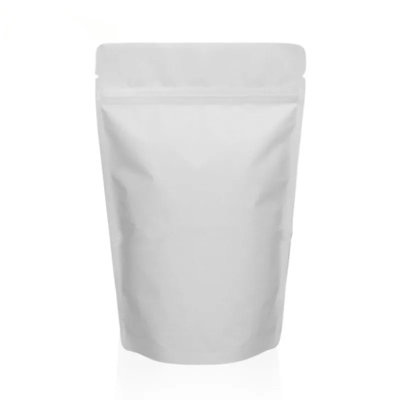 

Wholesale Matt White Stand up Aluminum Foil Ziplock Bag Snack Cookie Tea Coffee Packaging Bag Doypack White Foil Zipper Pouches