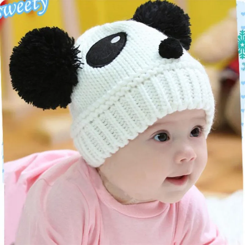 winter Children panda hat Knitting Wool Baby Kids Girls Boys Stretchy