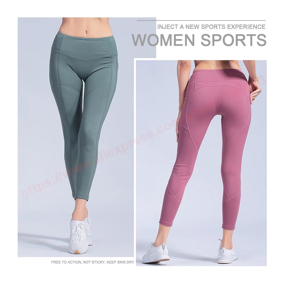 Женские леггинсы, длинные штаны, бодибилдинг, высокая талия, с карманами, штаны для активных эластичных тренировок, для спортзала, йоги, Сексуальные Обтягивающие Брюки