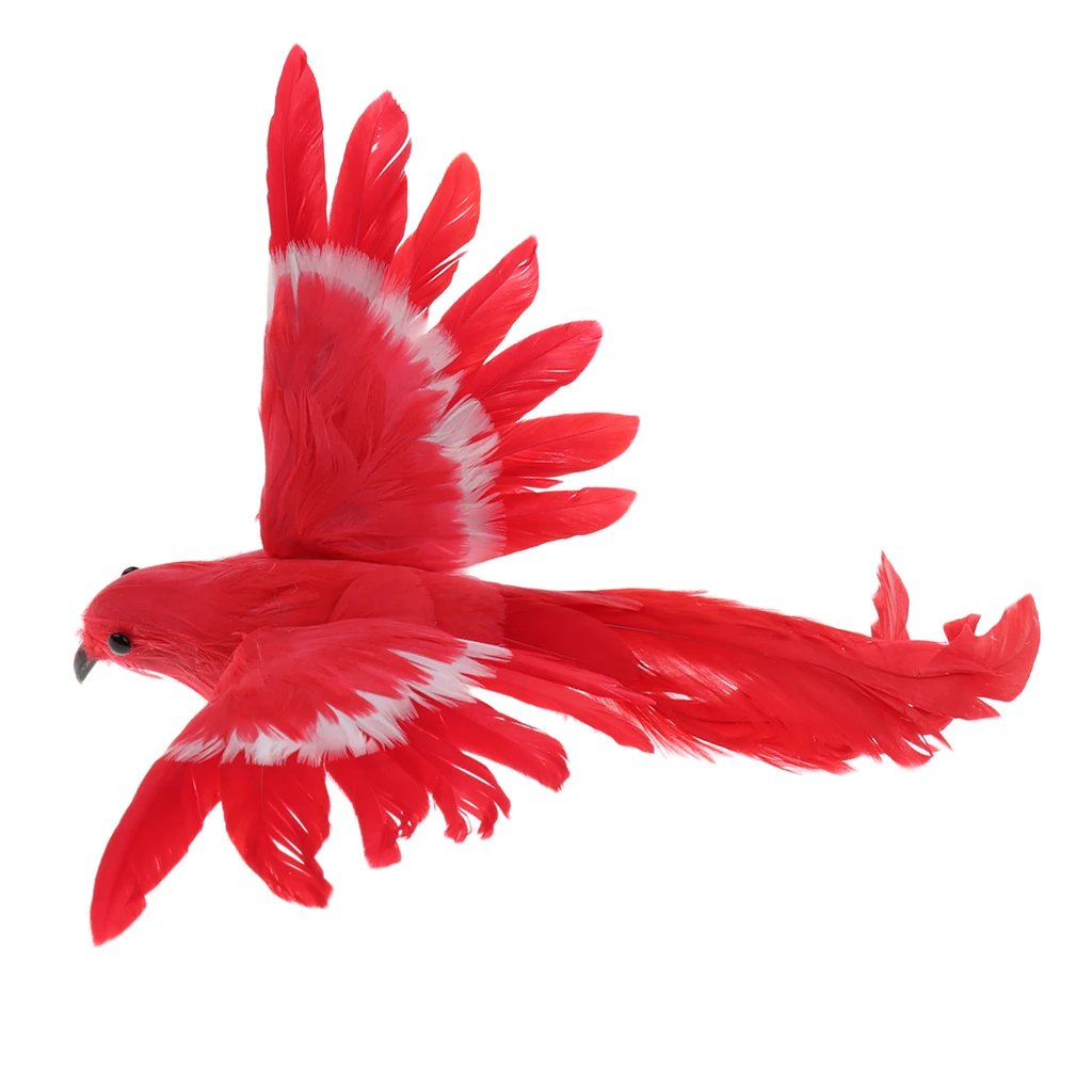 Artificial Xmas Colorful Feathered Birds Parrot, Magpie Tree Decorations Craft Ornaments PE Plastic+ Artificial Feather