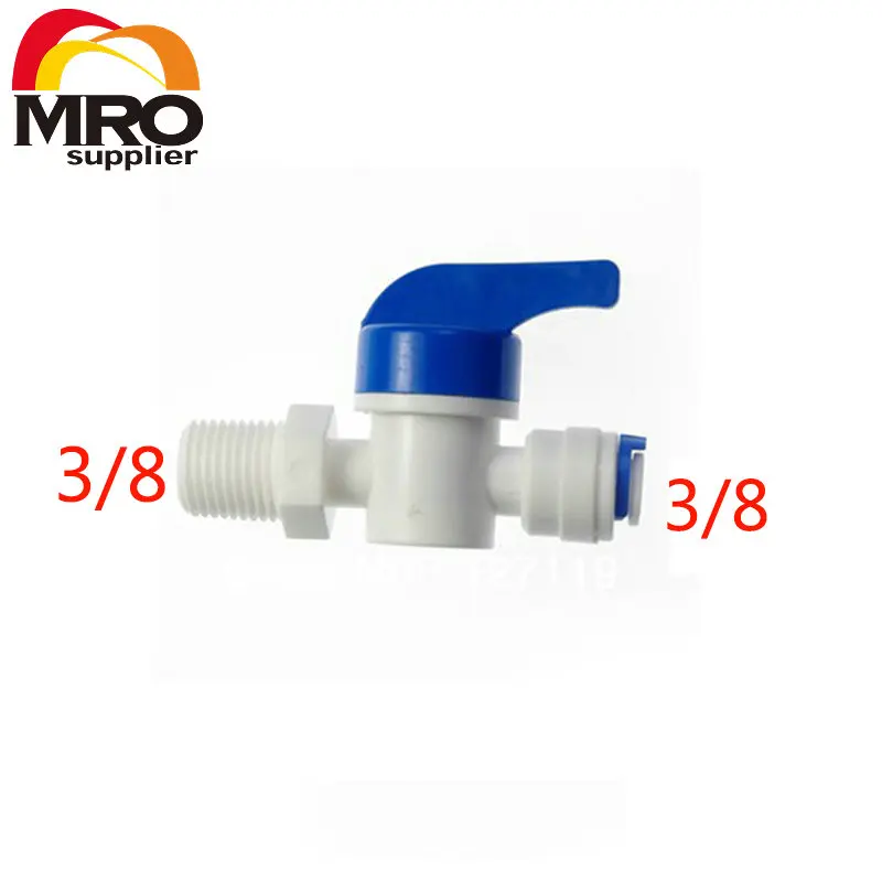 

2 Pcs Equal Straight 3/8 Male-3/8 Tube Ball Valve Swicth Quick Connection RO Water Aquarium Osmosis System ST025 C