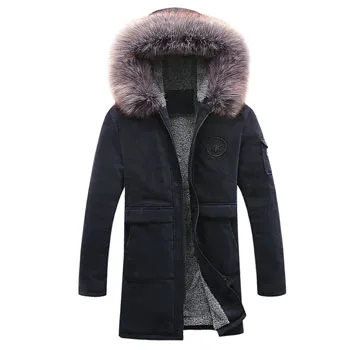 Мужские зимние длинные парки, ватные куртки, пальто, Jaqueta Masculina Veste Homme куртки, мужские повседневные Модные приталенные пальто - Цвет: Navy