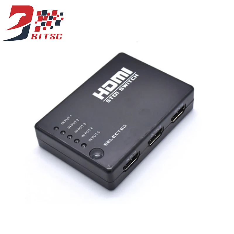 

SZBITC HDMI 1.4 5x1 MiNi HDMI Switch 5 In 1 Out With IR Remote Control Support 4K Video Switcher