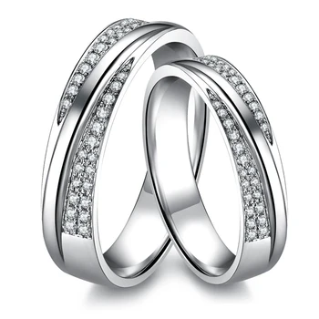 

GVBOR 0.28 Carats I-J/SI Luxury Lover's Couple Diamond Wedding Ring For Women/Man I8K Gold Promise Ring Fine Jewelry Engagement