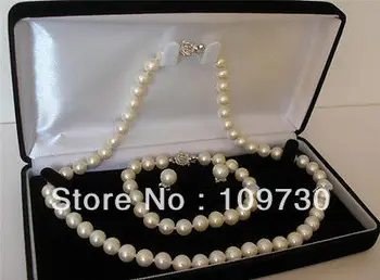 

Jewelry 00467 9-10 mm Real White Cultured Pearl Necklace Bracelet Earring Set