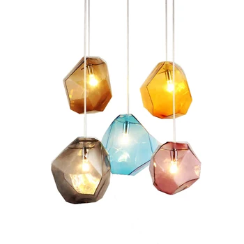 

Nordic postmodern style colorful stone Pendant lights creative personality living room bar restaurant led pendant lamp glass