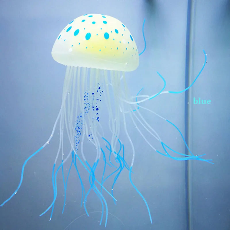 15 см искусственные, силиконовые Медузы флуоресцентные желе украшения аквариума пейзаж аксессуар украшение «Медуза» - Цвет: blue