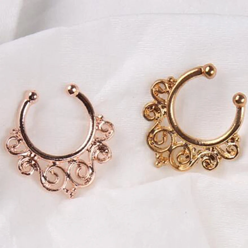 SaYao 1.2mm Fake Nose Ring Clip on Boby Nose Fake Piercing Rings Stud