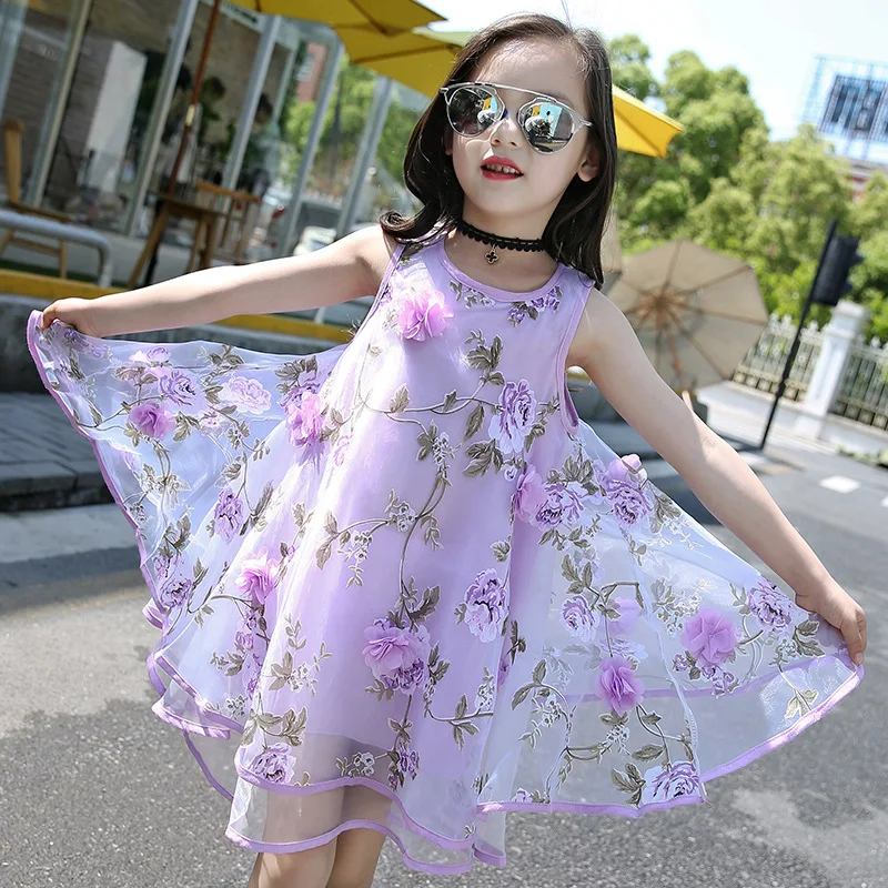 2018 New Summer Kid Girls Princess Clothes Flower Fairy Party Beach Tutu Dress 