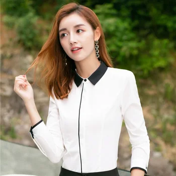 

Long Sleeve Formal Blouses Shirts OL Styles For Women Business Work Wear Female Blouse and Tops Clothes 2018 Spring Autumn White