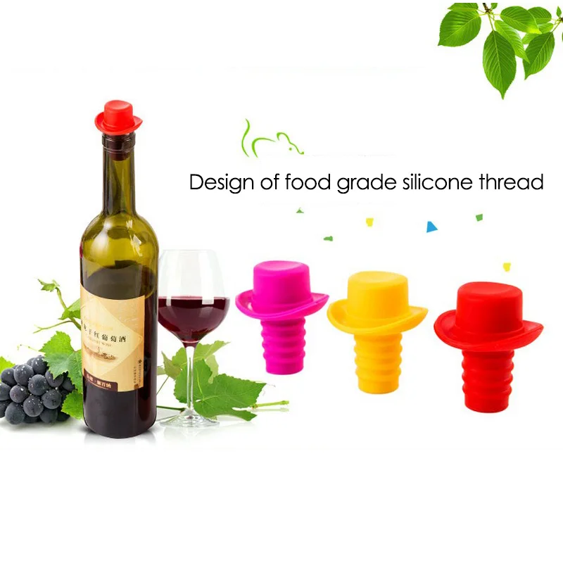 5pcs Wine Stopper Cork Wine Bottle Stoppers Silicone Plugs Wine Accessories Champagne Plug Small Hat Beer Red Wine Bottle Cap  (9)
