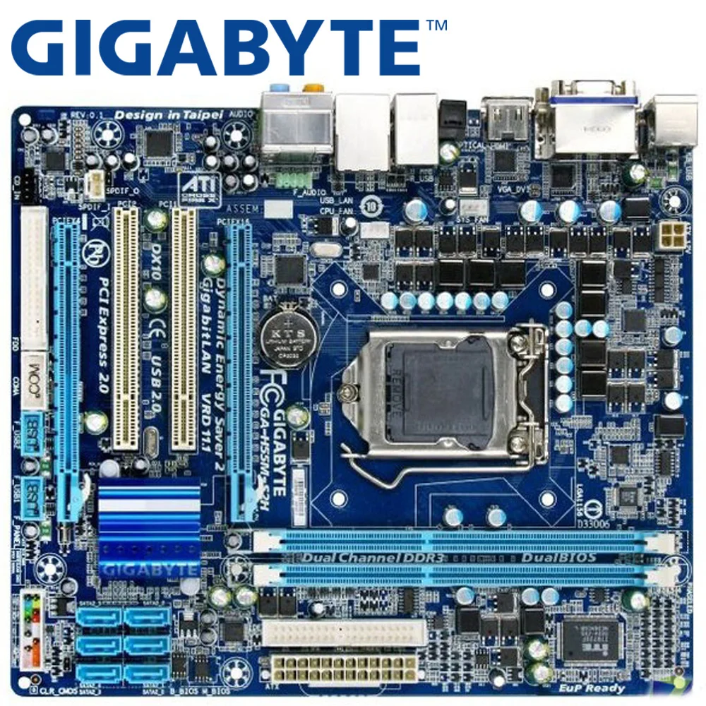 GIGABYTE GA H55M S2H настольная материнская плата H55 Socket LGA 1156 i3 i5 i7 DDR3 16G Micro ATX оригинальная