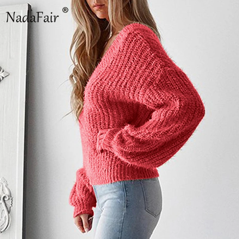 v neck lace up sweater women22