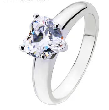 

Fabulous Woman Heart Shape 1CT Fine Diamond Marriage Ring White Gold Cover Never Fade Lady Dream Birthday Gift With Box