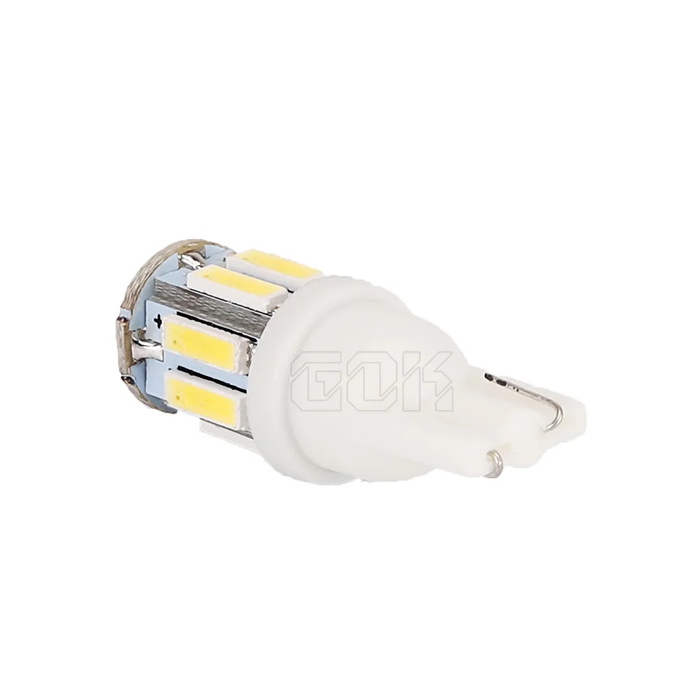 500 шт. t10 светодиодный Белый свет T10 10 SMD 168 194 W5W светодиодный 194 168 t10 10SMD 7020 светодиодный клин лампа DC12V для автомобиля света