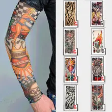 Унисекс для мужчин и женщин на руку манжета Мода временные тату рукав УФ солнцезащитные Перчатки велосипедные рукава Покрытие татуировки теплые руки