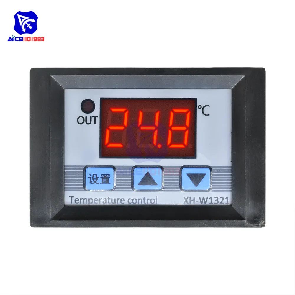 

W1321 12V Thermometer 3 Bits LED Digital Tube Display Adjustable Temperature Controller with Thermostat NTC 10K Sensor Probe