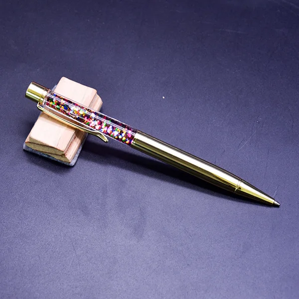 Guoyi D071 стеклянная медная металлическая ручка с кристаллами офисные канцелярские принадлежности Золотая фольга Алмазная шариковая ручка Высококачественная Золотая пудра Песочная ручка - Цвет: Gold