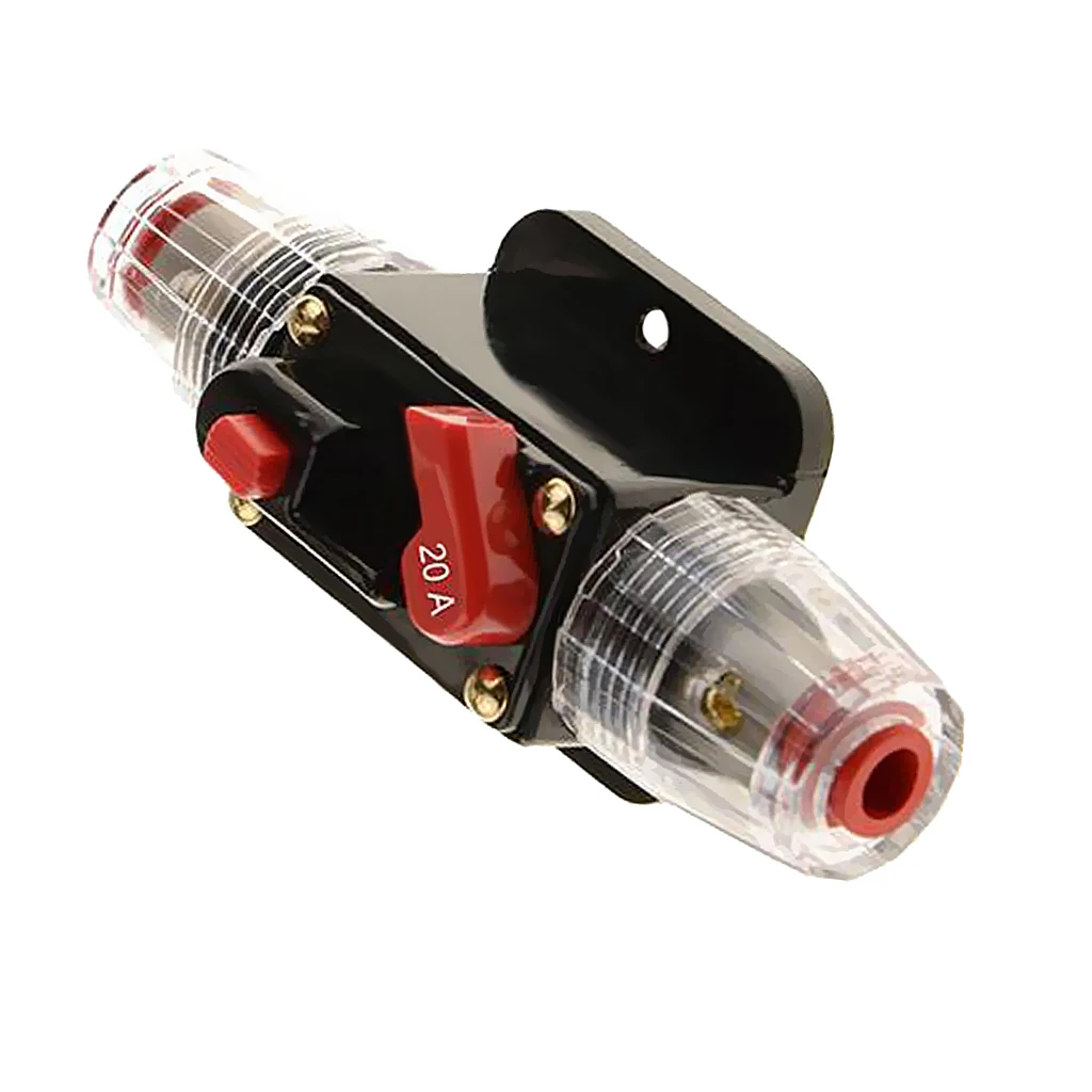 2Pcs 12V DC Car Boat Marine Audio Manual Reset Inline Circuit Breaker Fuse Holder Inverter 20A 30A AMP for System Protection