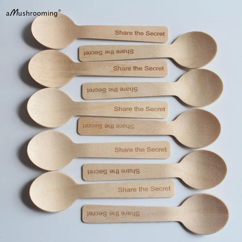 

x50 Disposable Wooden Ice Cream Round Spoons Natural Biodegradable 10cm Small Tasting Spoons for Birthday Wedding Parties