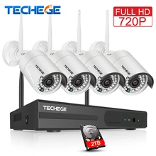 Techege 4CH Wireless 720P NVR Kit Play& Plug 1MP Outdoor IP WIFI Camera Night Vision Waterproof Security Video Surveillance Kit